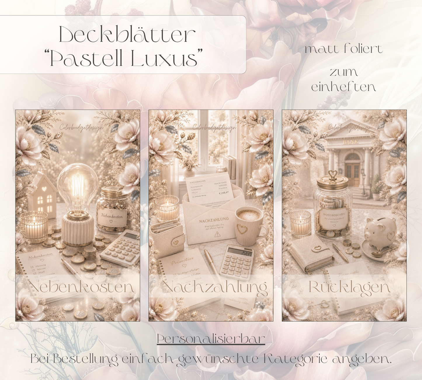 Deckblatt/Trennblatt "Pastell Luxus" personalisierbar