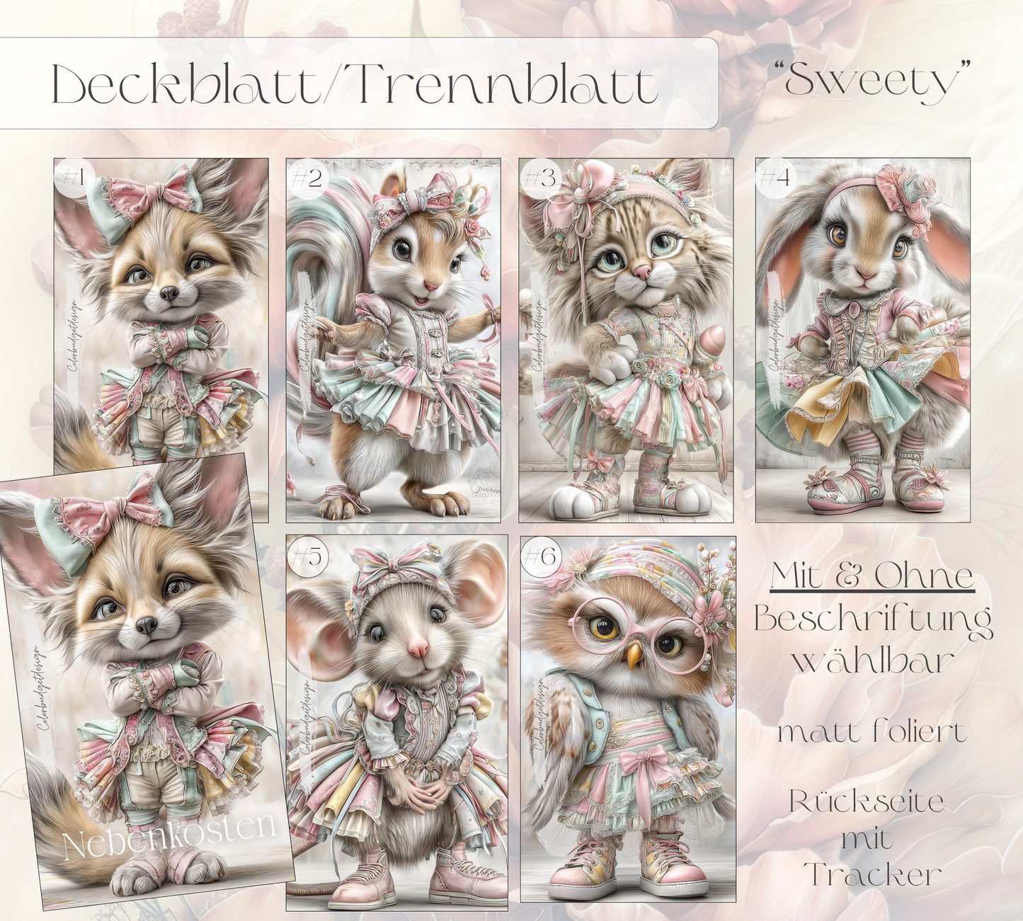 Deckblatt/Trennblatt "Sweety" personalisierbar