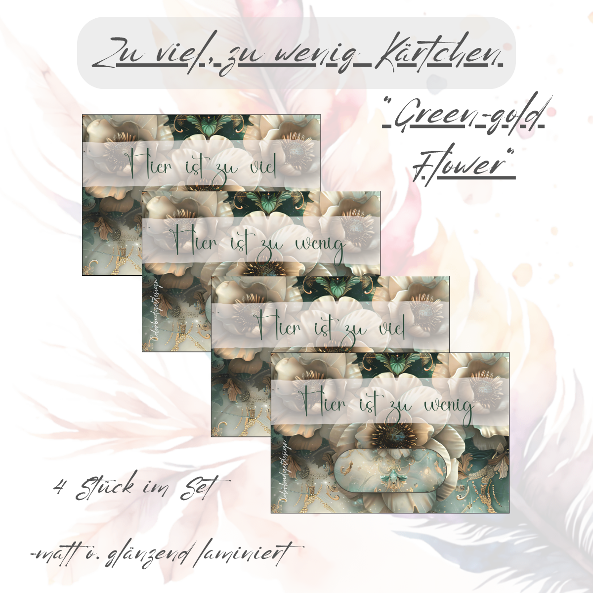 Zu viel - zu wenig Karten/Platzhalter Green-Gold Flower