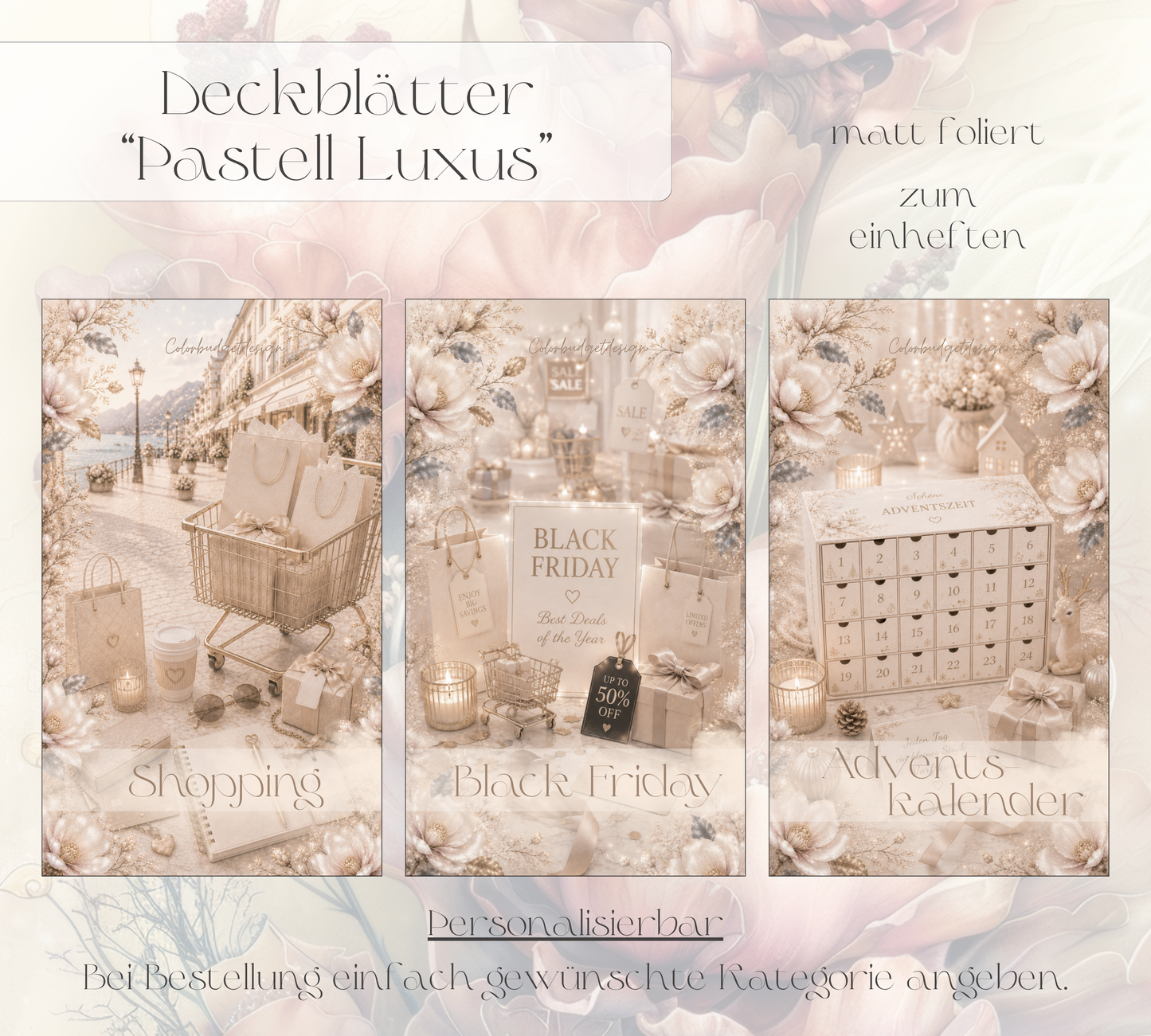 Deckblatt/Trennblatt "Pastell Luxus" personalisierbar