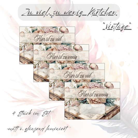 Zu viel - zu wenig Karten/Platzhalter Vintage